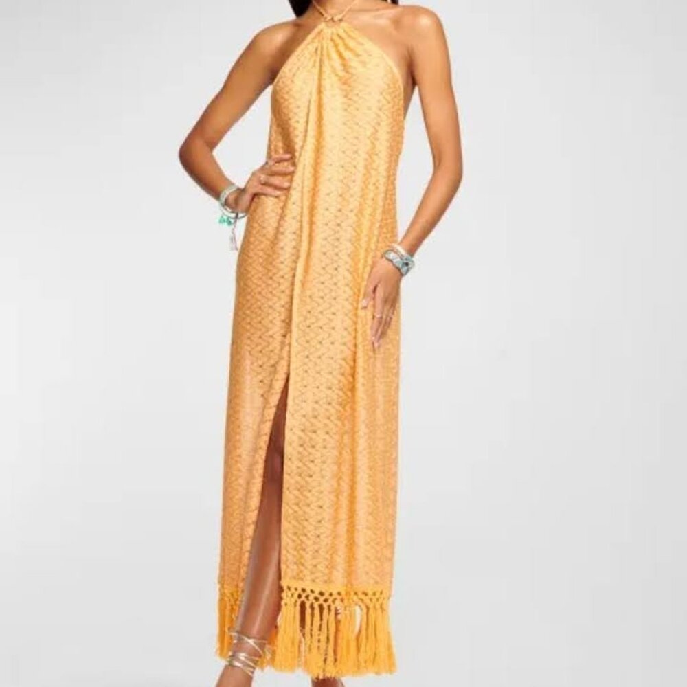Feets S/XS Ramy Brook Fauna Crochet Halter Maxi Dress/Cover Up